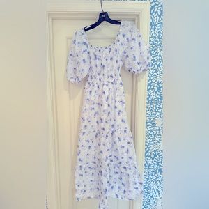 LoveShackFancy x Target Blue/White/Purple Floral Dress, size XXS